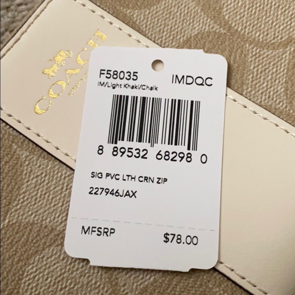 Coach Corner Zip Wristlet Wallet Le Light Khaki - Picture 7 of 7